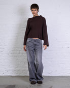 Pullover mit asymmetrischem Umschlagkragen