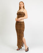 Maxi Rock mit Leoprint und Schleifendetail