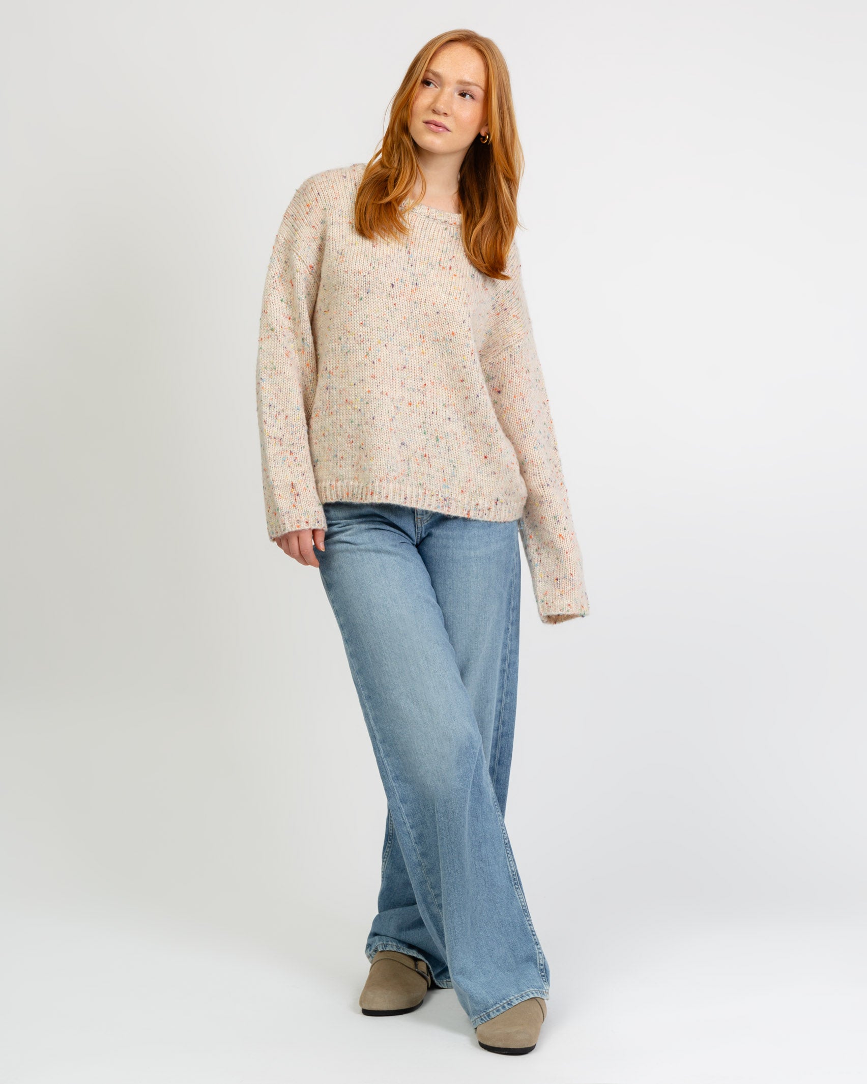 Weicher bunt melierter Strickpullover