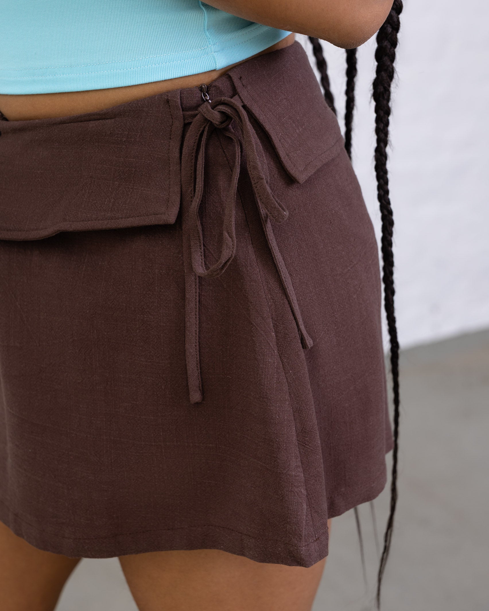 Kurzer Wickelrock aus Leinen