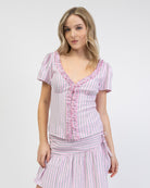 Kurzarm Bluse mit Rüschen