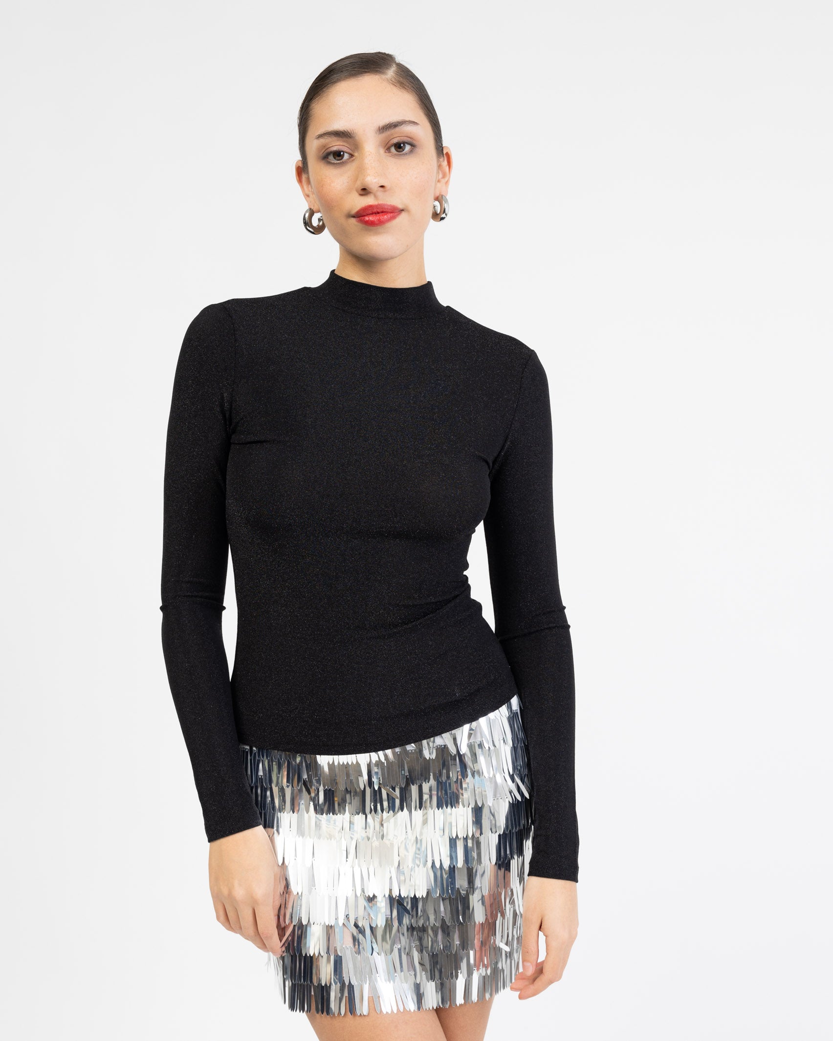 Elegantes Glitzer Langarmshirt