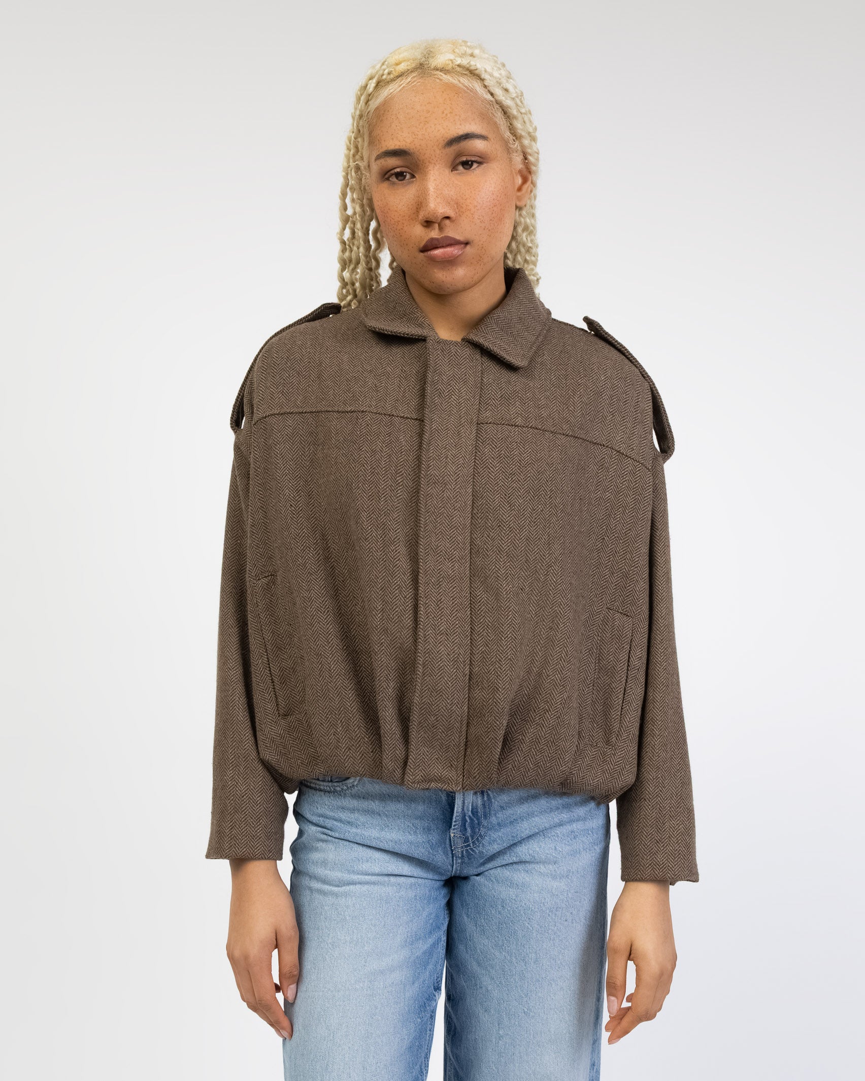 Bomberjacke in Tweed Optik