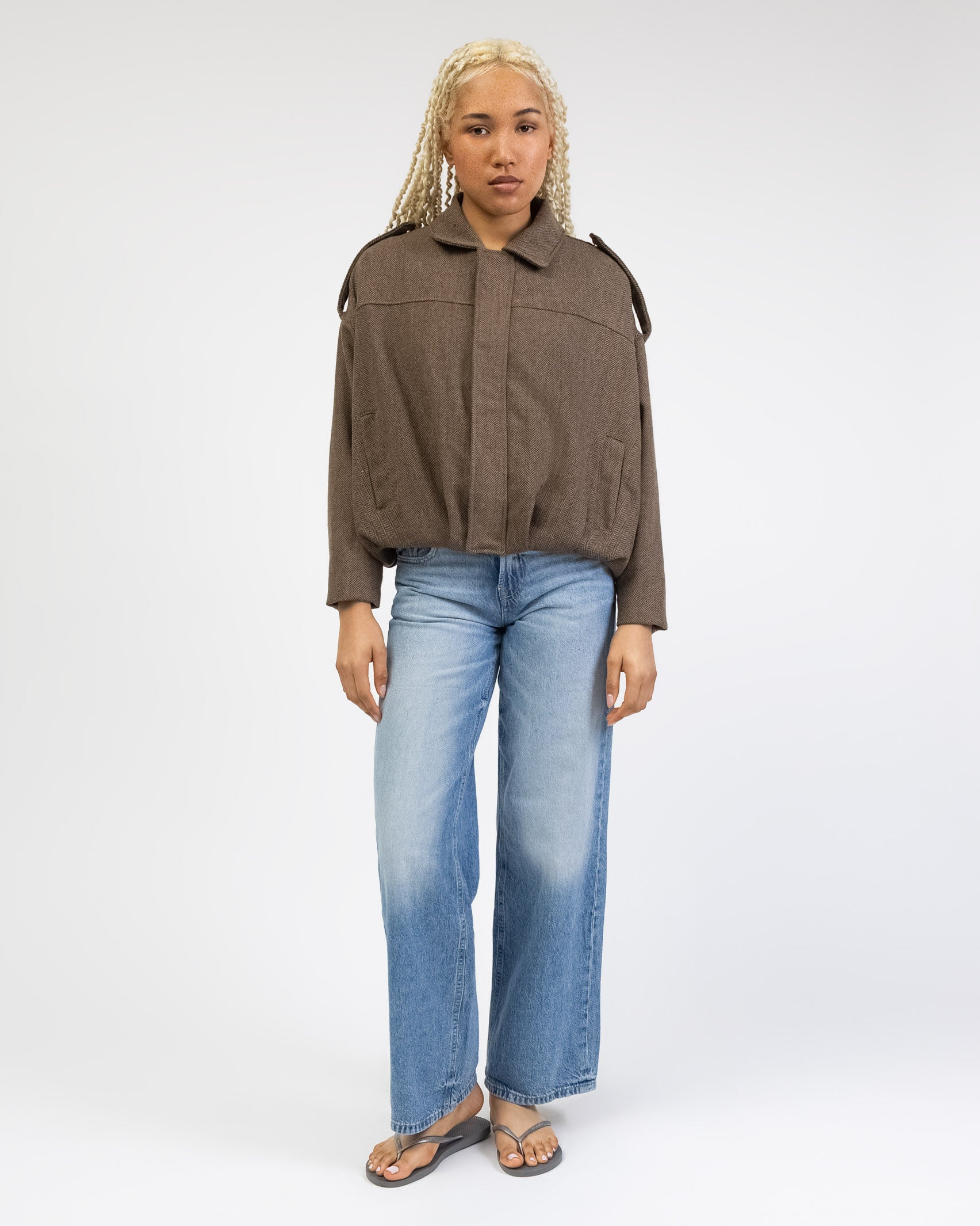 Bomberjacke in Tweed Optik