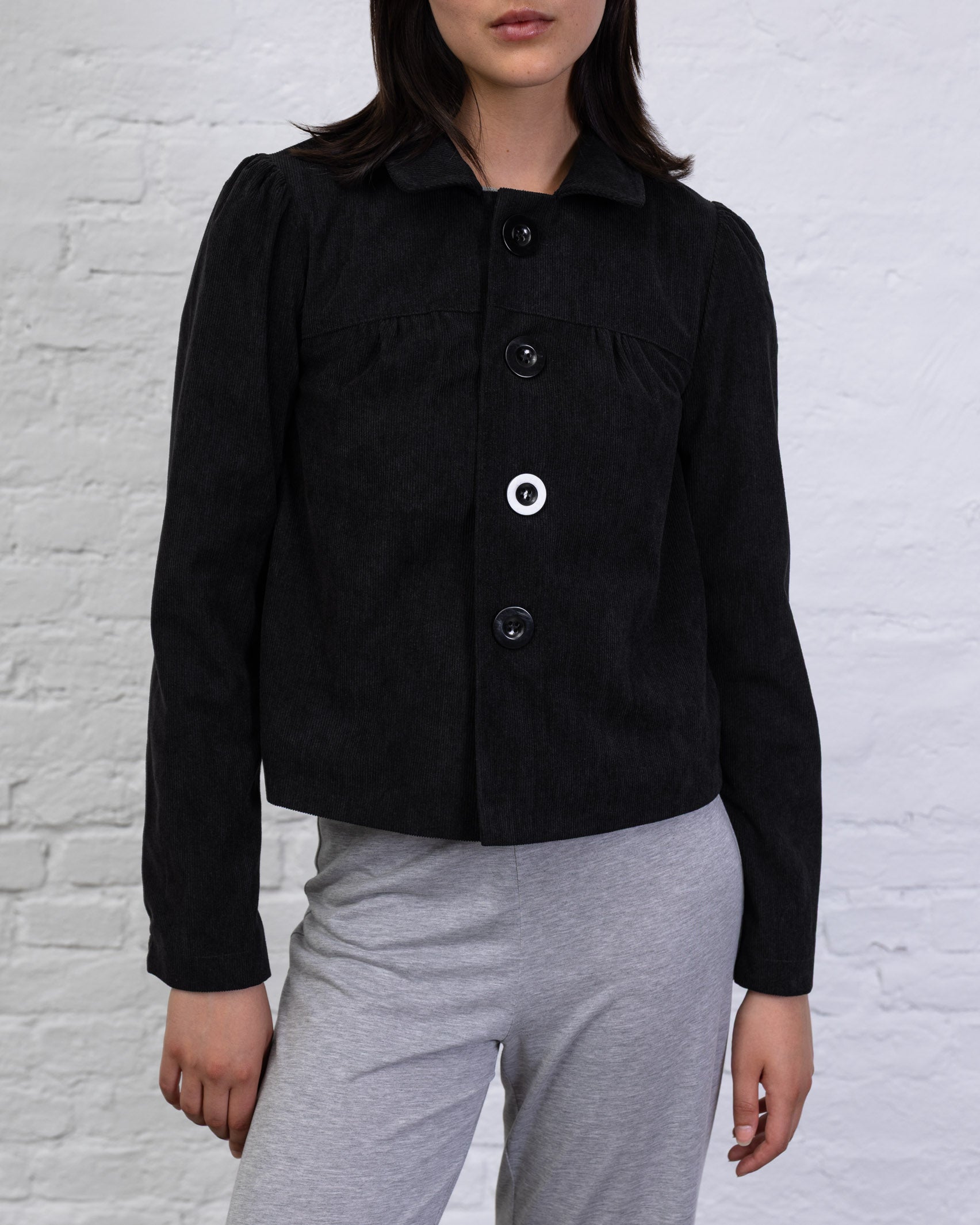 Cord-Blazer mit großen Knöpfen