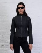 Nadelstreifen Jacke mit Stehkragen