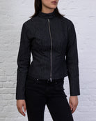 Nadelstreifen Jacke mit Stehkragen