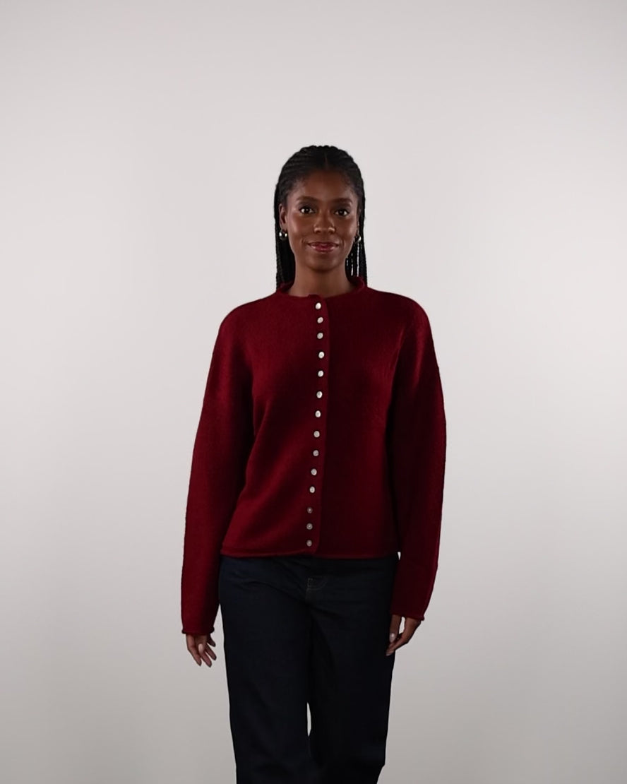 Strickjacke mit Stehkragen