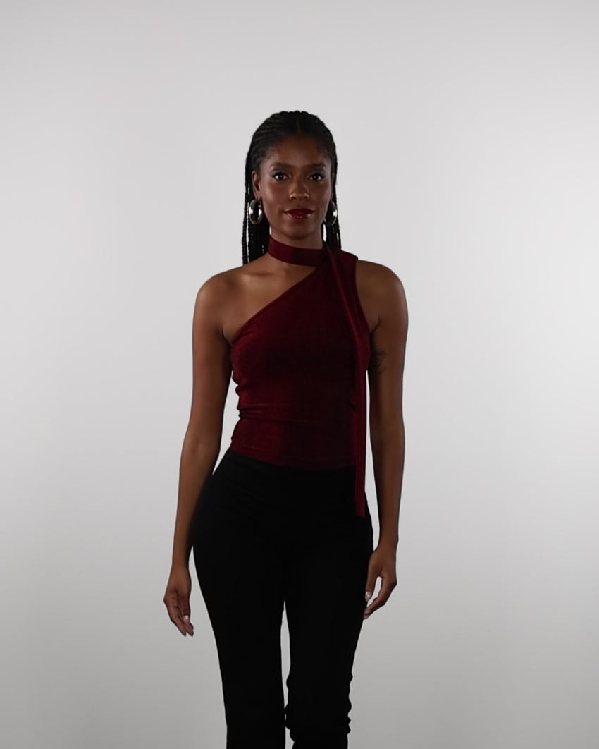 One Shoulder Top mit Schal