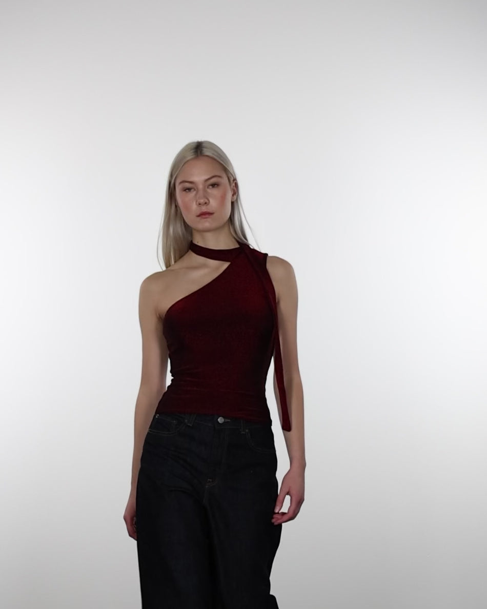 One Shoulder Top mit Schal