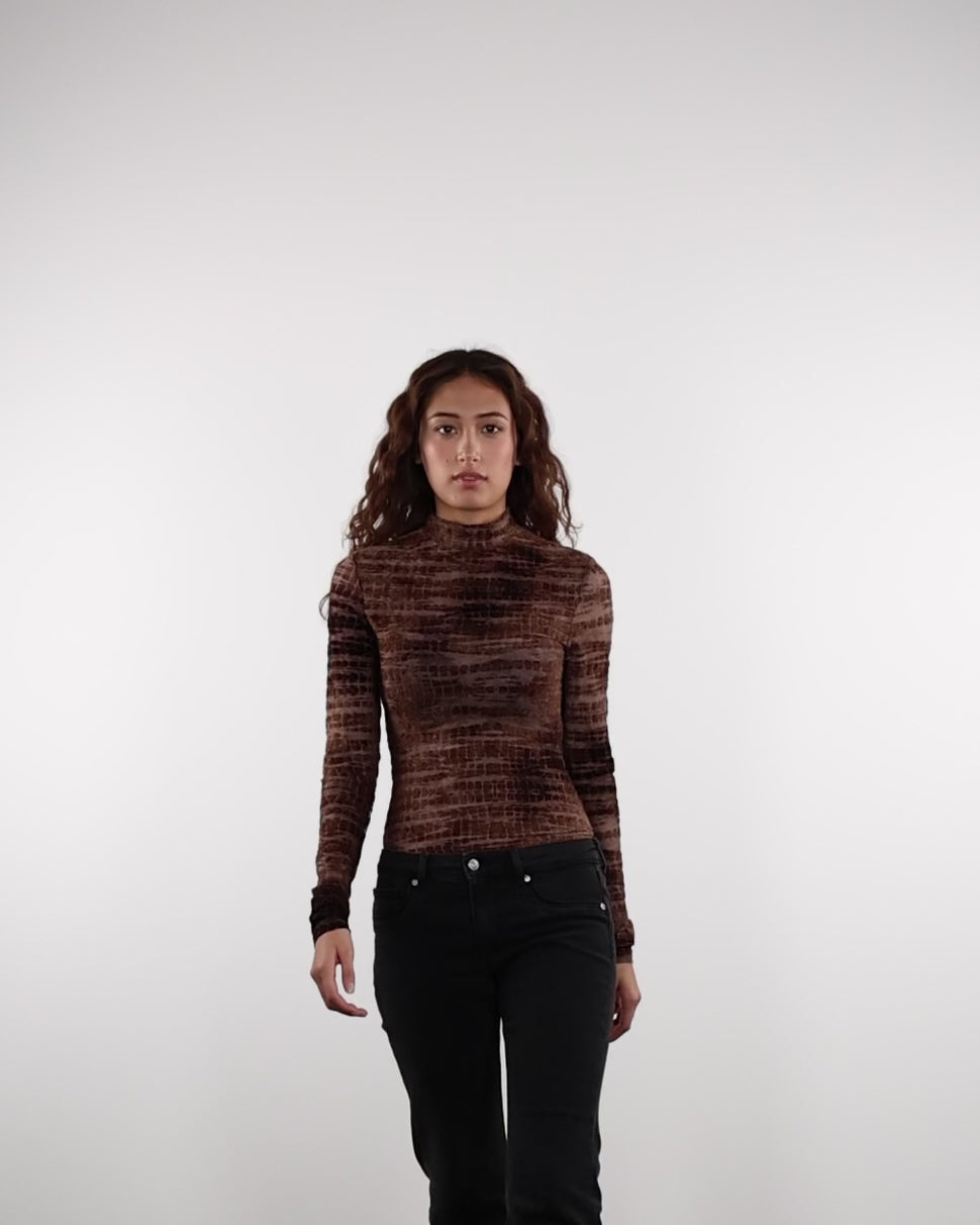 Body mit Schlangenprint aus Samt