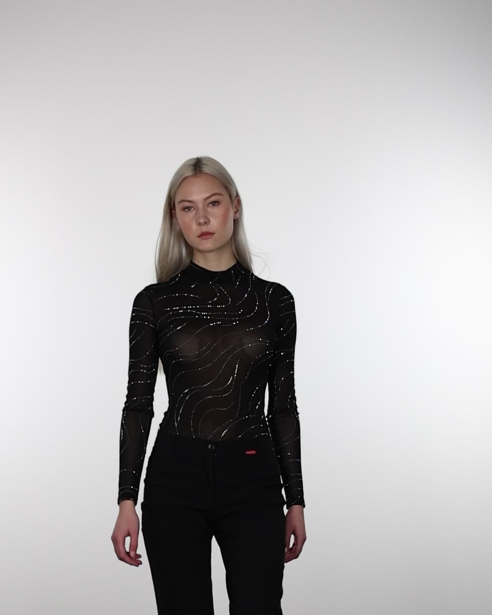 Body mit Wirbelmuster aus Strass