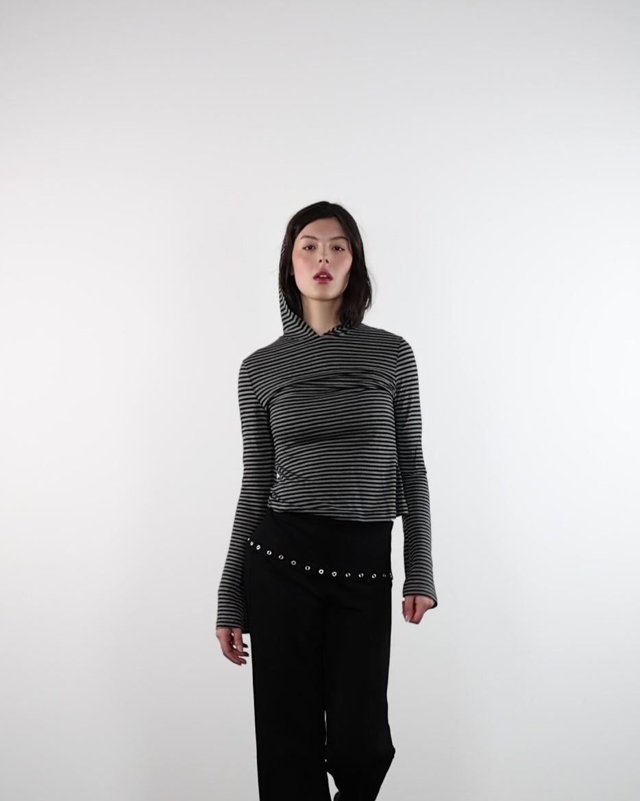 Gestreiftes Longshirt mit Kapuze