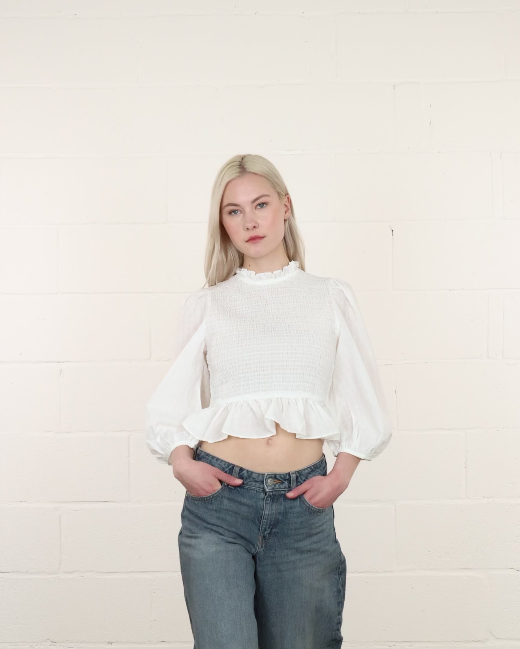Crop Bluse mit Peplum