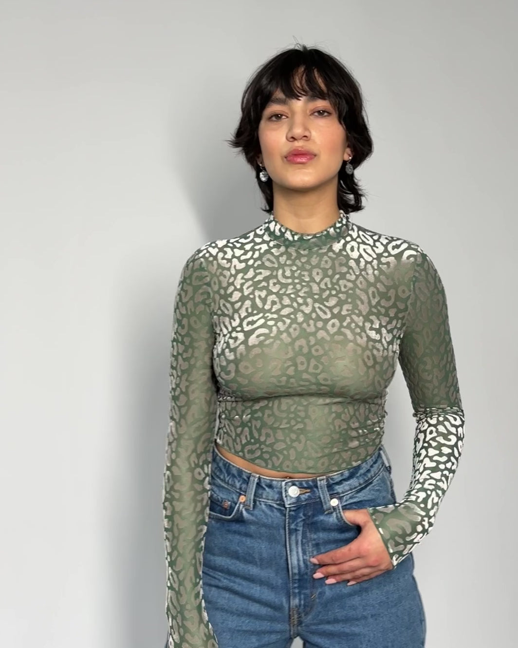 Langarmshirt mit Samt Animalprint - Broke + Schön