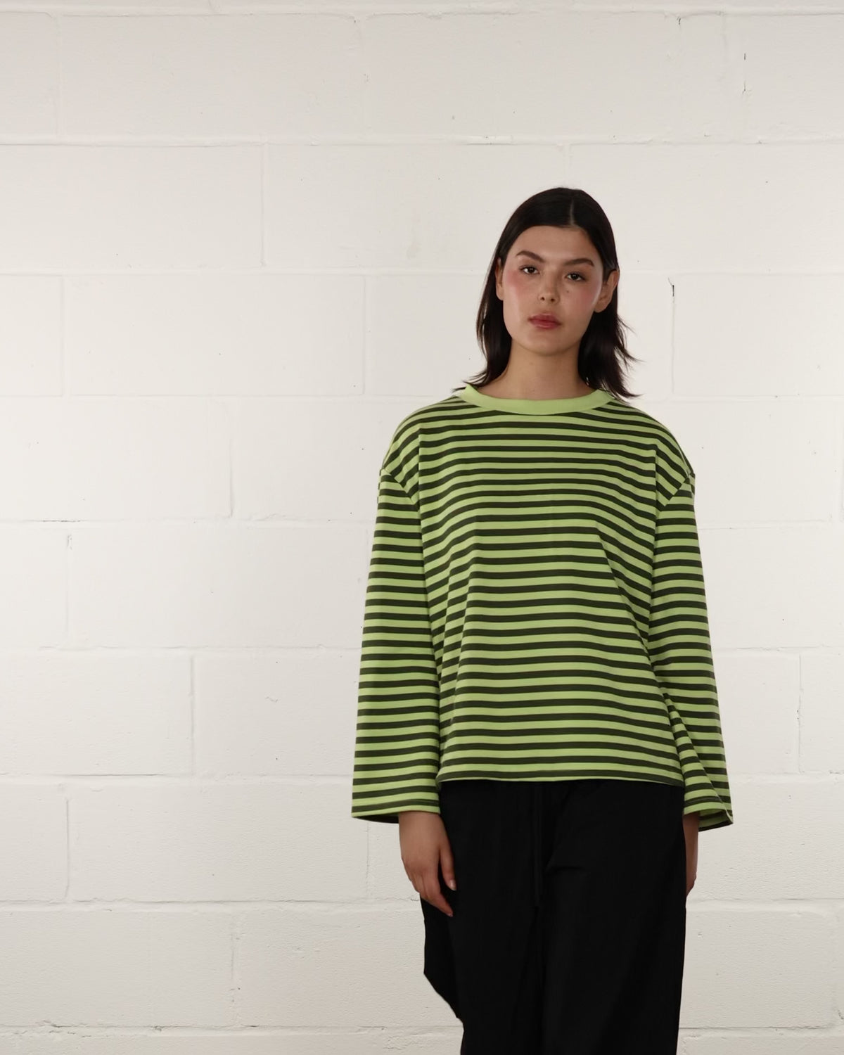Gestreiftes Oversize Langarmshirt