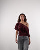 Off-Shoulder Shirt mit Blumenprint aus Samt