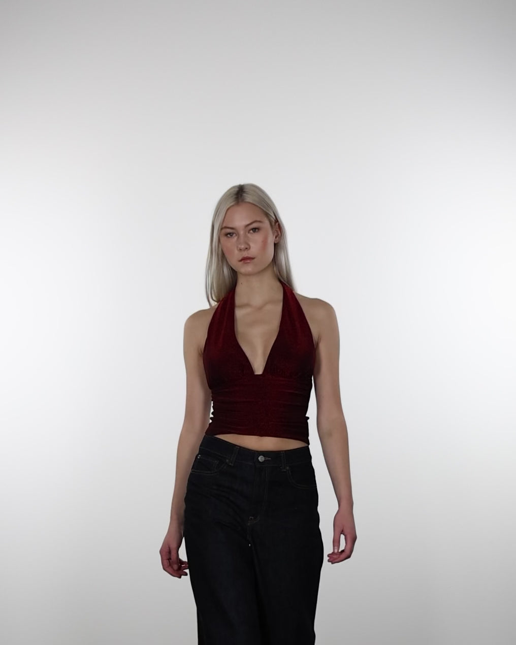 Neckholdertop mit Glitzer