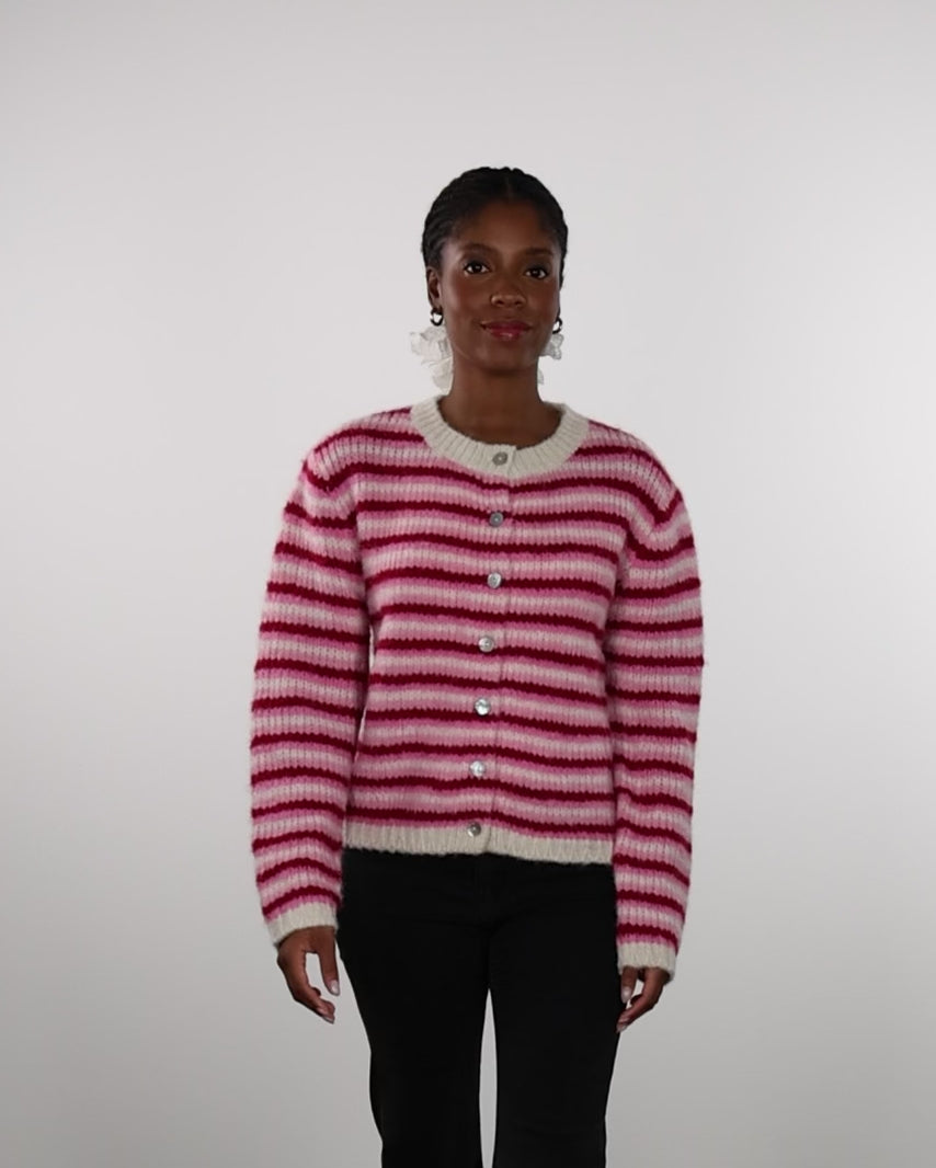 Strickjacke mit mehrfarbigen Streifen