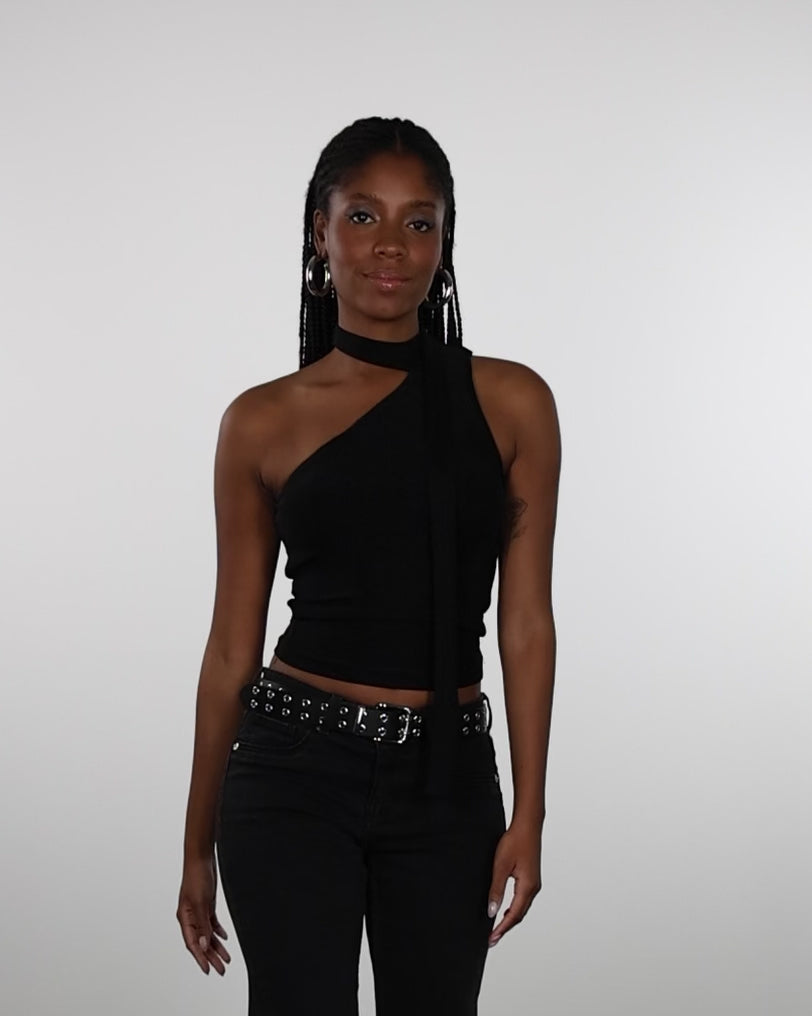 One Shoulder Top mit Schal