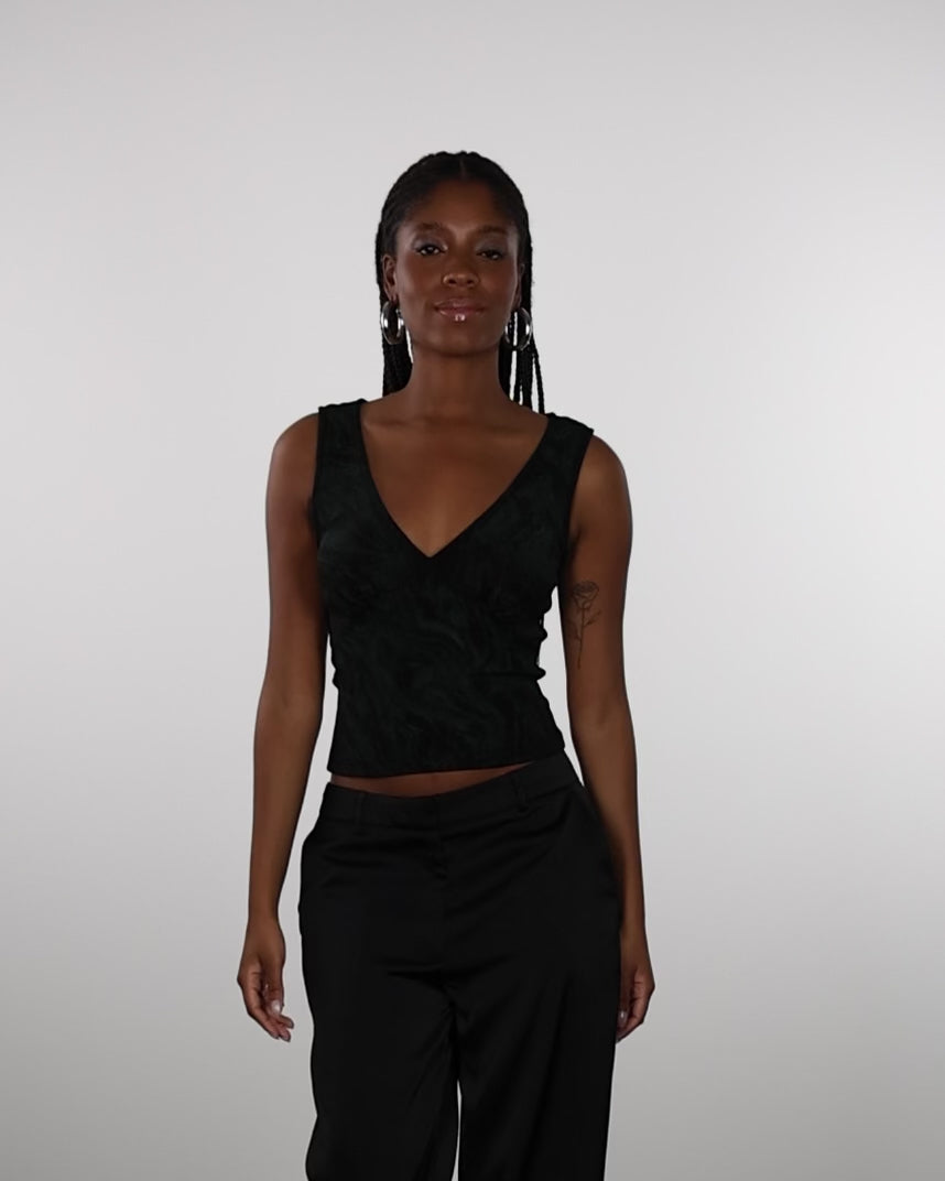 Top mit glitzerndem Marmormuster