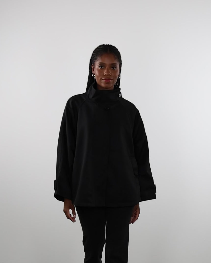 Weite Trench Jacke mit Stehkragen