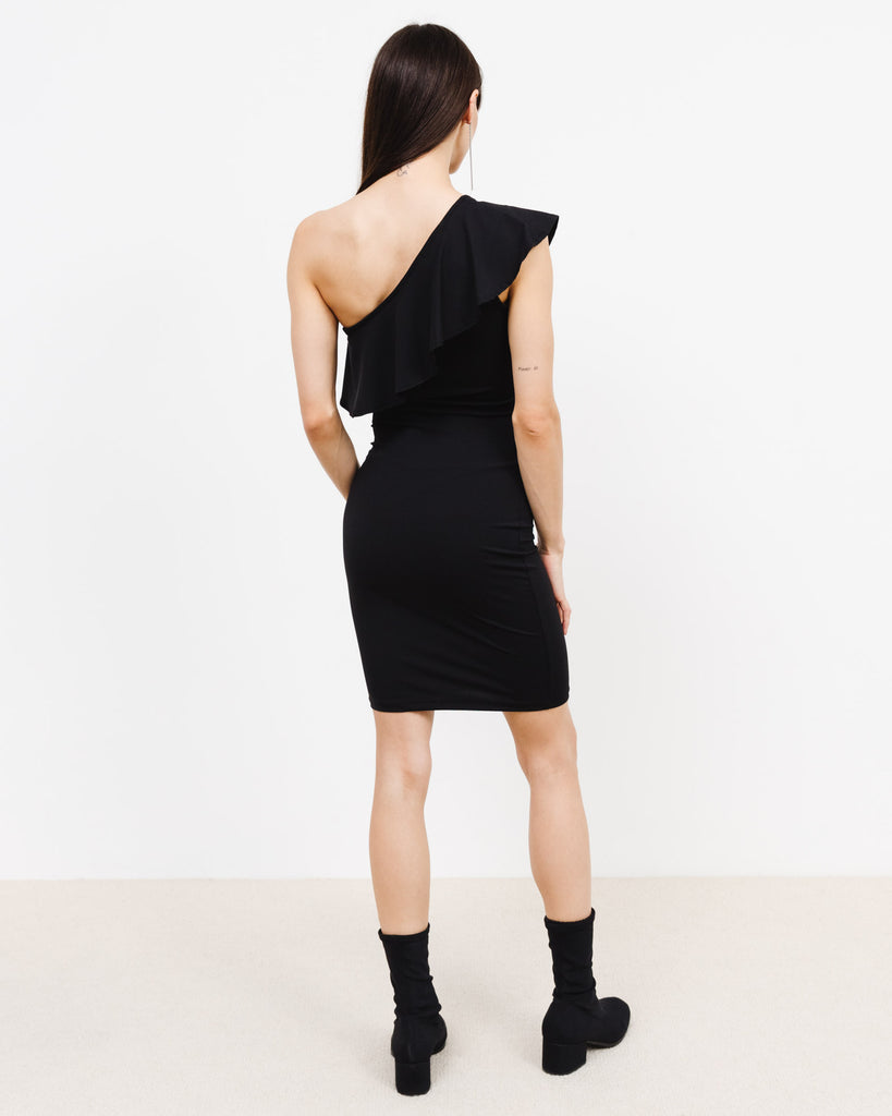 One-Shoulder Bodycon Kleid - Broke + Schön#farbe_black