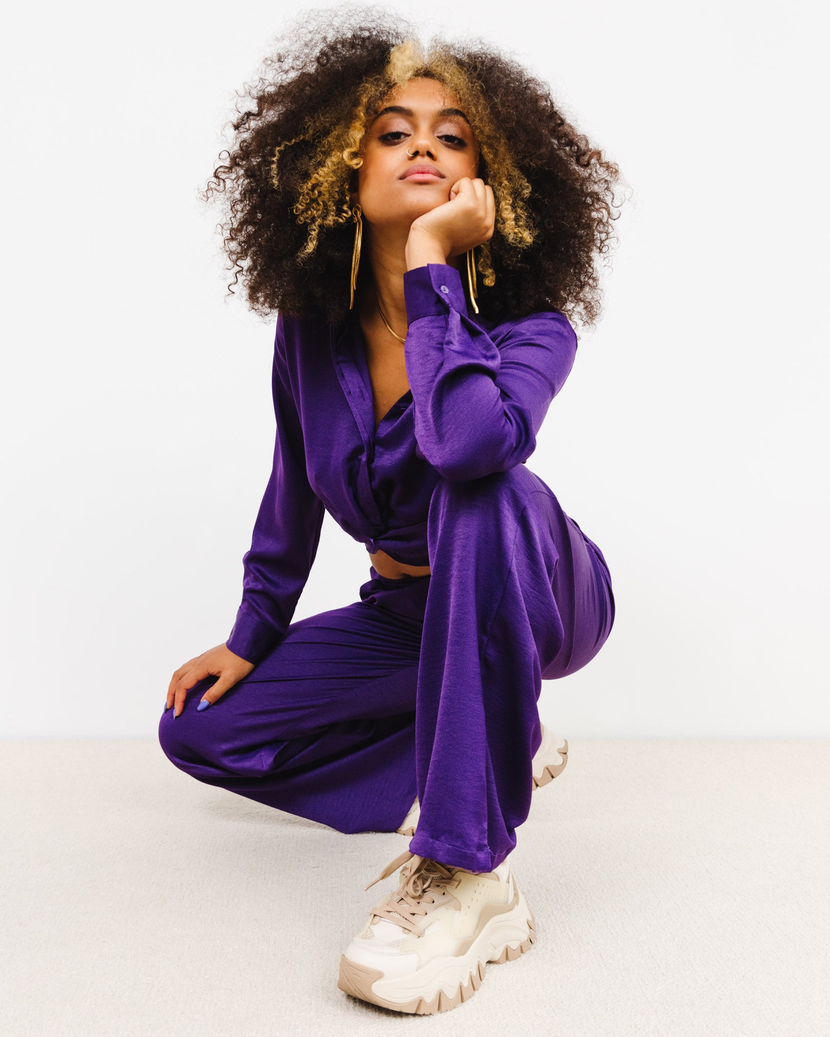 Stoffhose lila Clearance