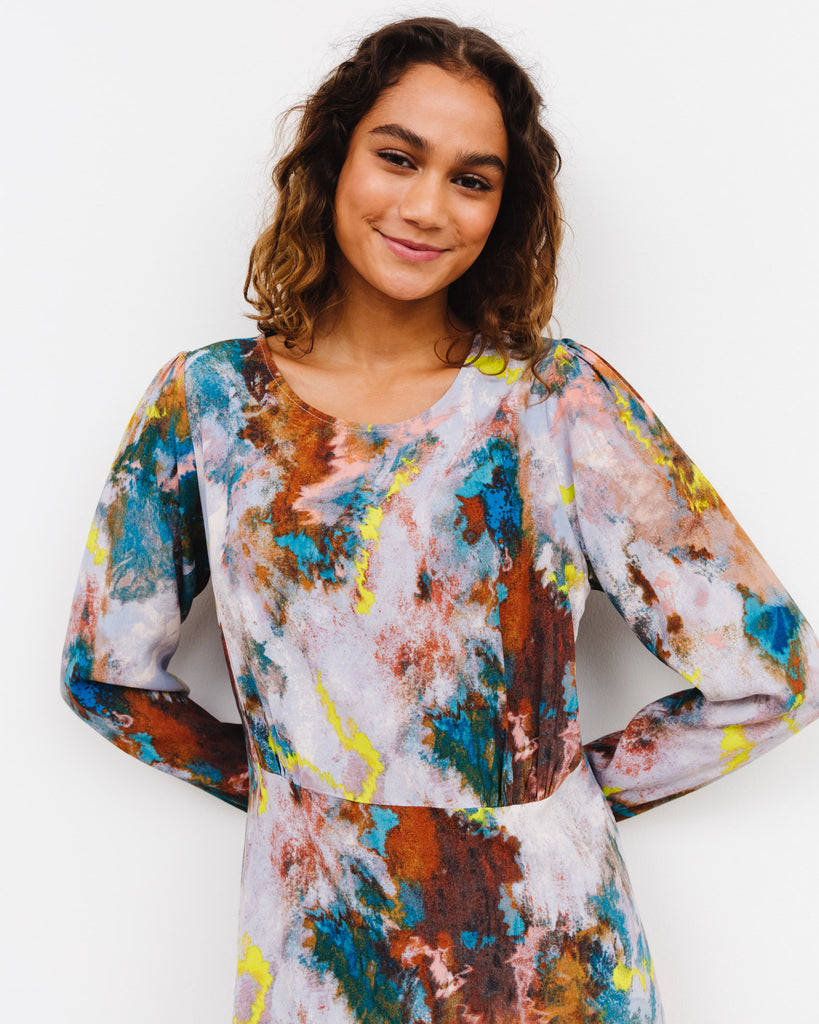 Buntes Wasserfarben Print Kleid - Broke + Schön#farbe_multi-color