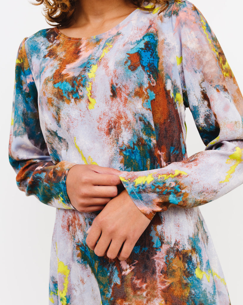 Buntes Wasserfarben Print Kleid - Broke + Schön#farbe_multi-color