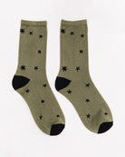 Glitzer Socken mit Muster - Broke + Schön#farbe_olive-night