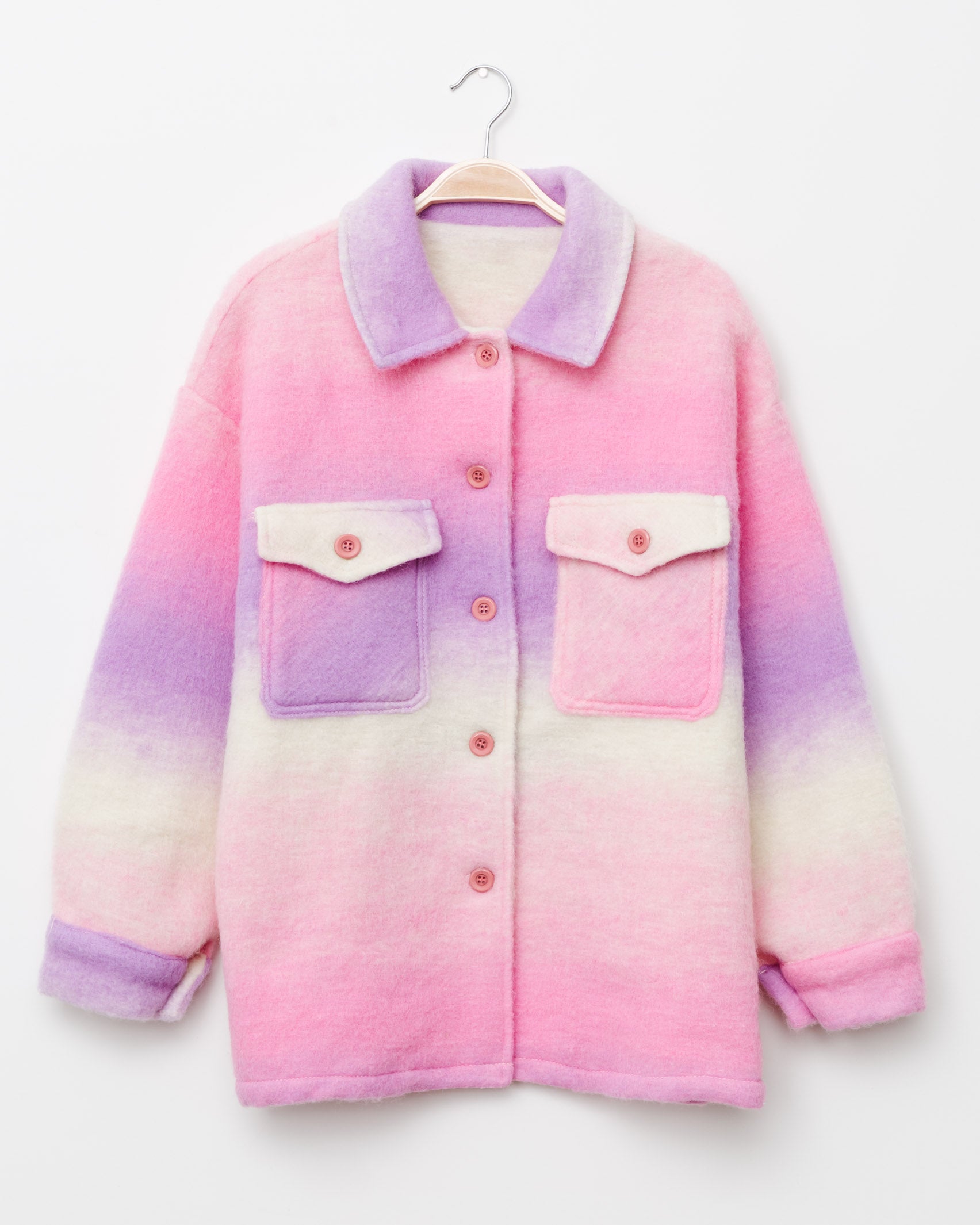 Oversized Hemdjacke mit Farbverlauf in Rosa - Broke + Schön#farbe_lilac