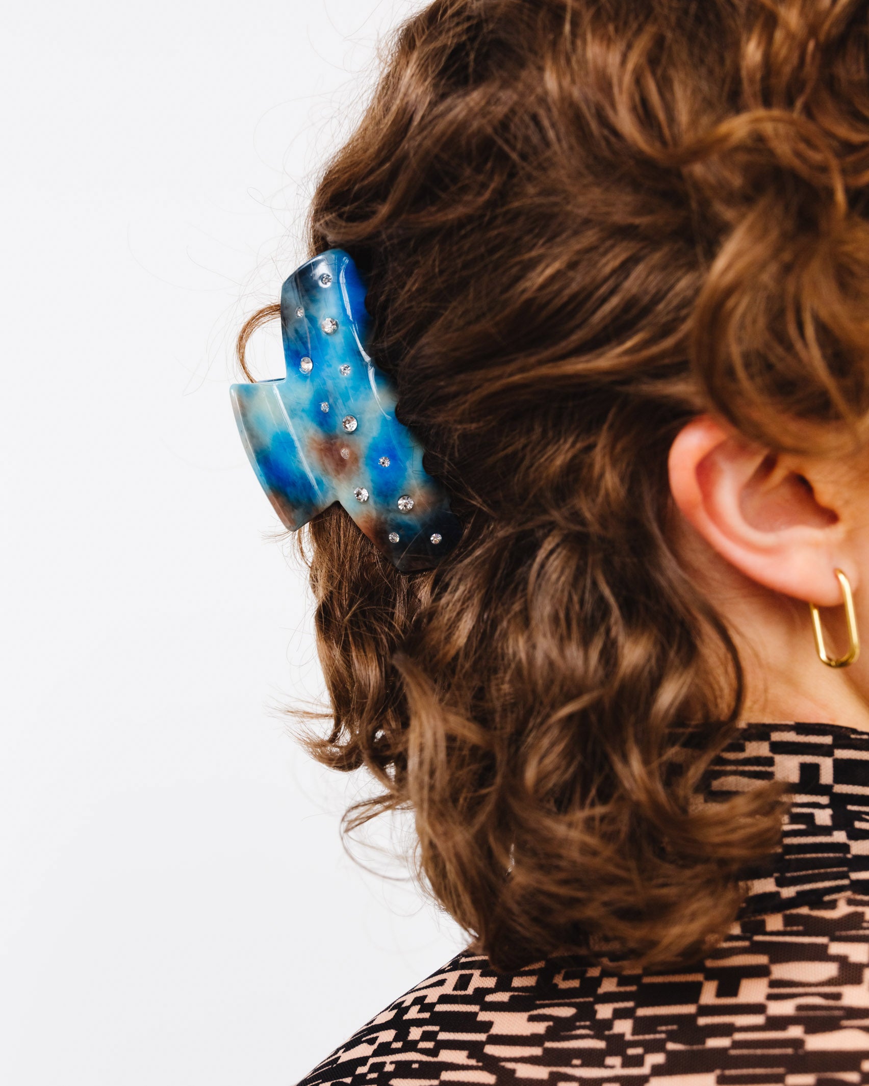 Marmorierter Haarclip mit Strass - Broke + Schön#farbe_blue