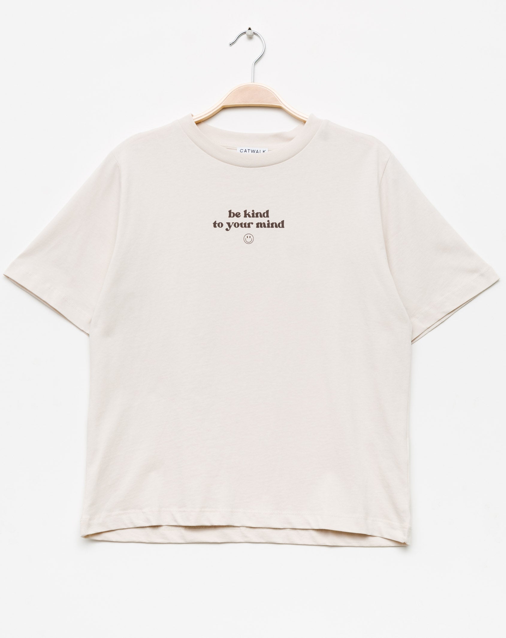 T-Shirt mit kleinem Lachgesicht - Broke + Schön#farbe_moonbeam