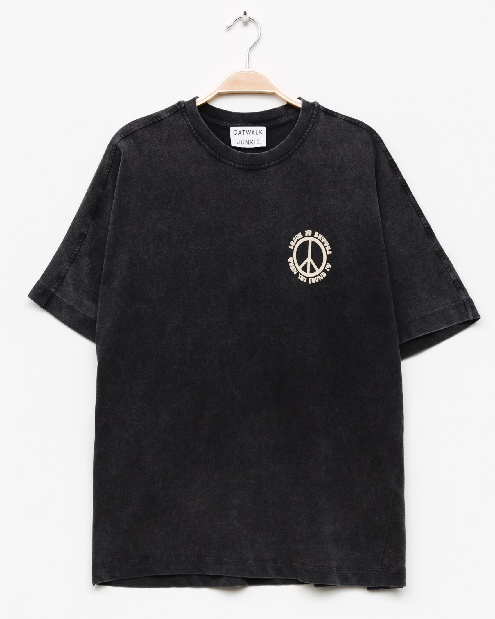 Oversize T-Shirt mit Peace Zeichen - Broke + Schön#farbe_dark-grey