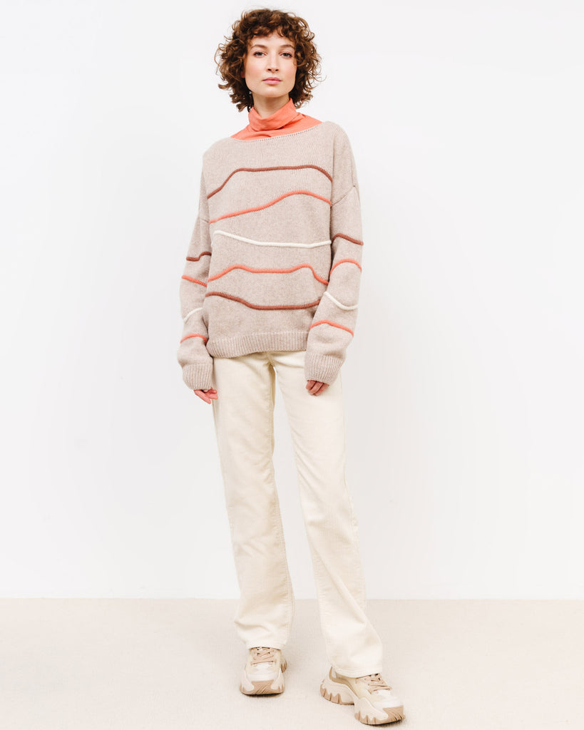 Pullover mit wellenförmigen Streifen - Broke + Schön#farbe_light-desert-melange