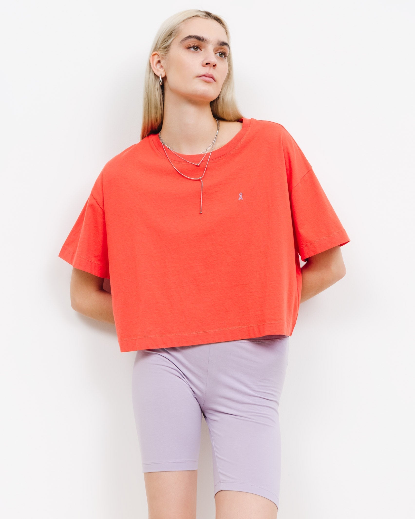 Crop T-Shirt aus Bio Baumwolle - Broke + Schön#farbe_hibiscus