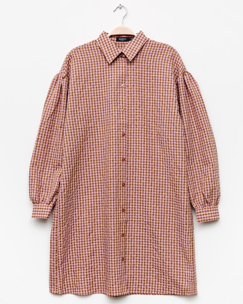 Kariertes Hemdkleid - Broke + Schön#farbe_cameo-brown-gingham-pattern
