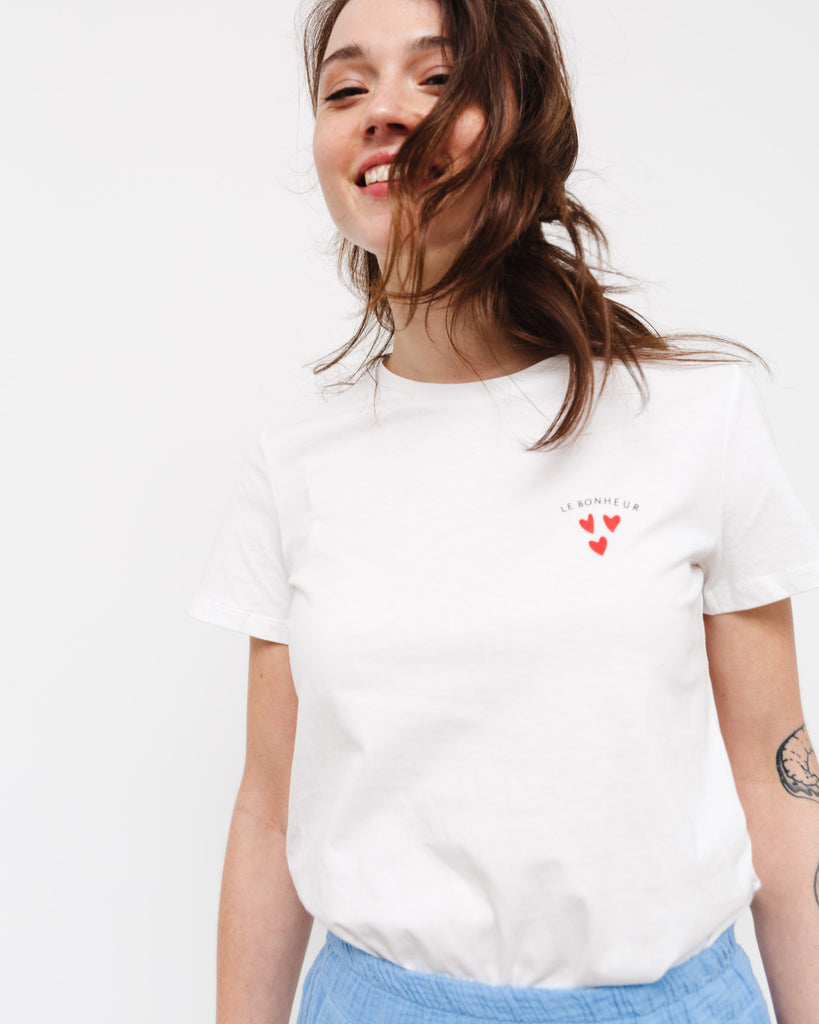 T-Shirt mit kleinem Print - Broke + Schön#farbe_cream