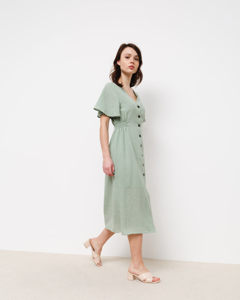 Geknöpftes Midi-Kleid - Broke + Schön#farbe_mint