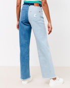 High-Waist Straight Leg Jeans - Broke + Schön#farbe_block-blue