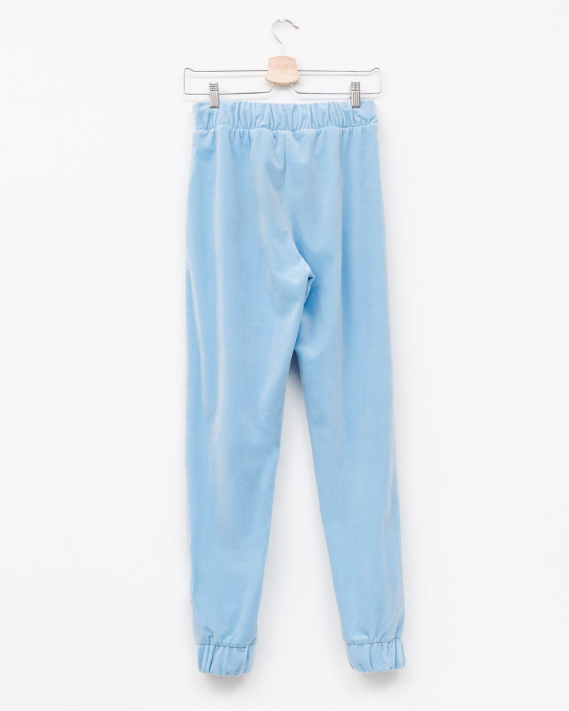 Samt Hose mit Logo-Stickerei - Broke + Schön#farbe_dusty-babyblue
