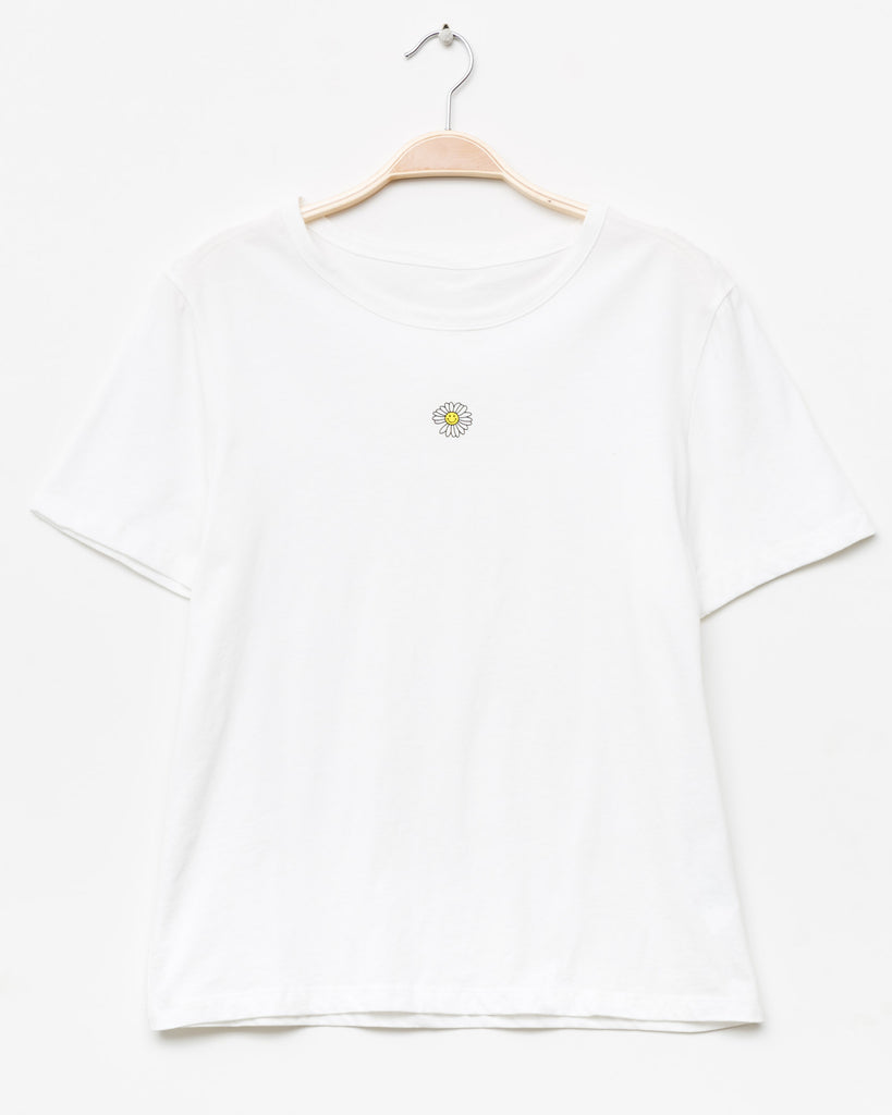 T-Shirt mit Blumen-Gesicht - Broke + Schön#farbe_cream