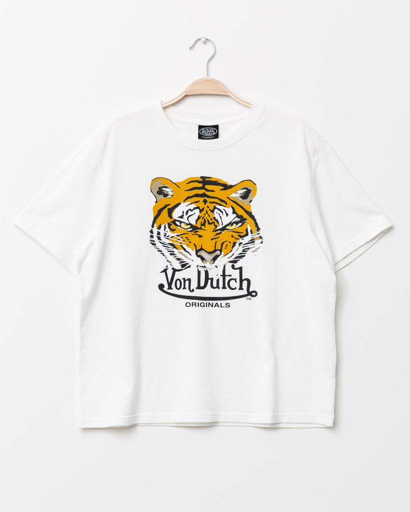 Boxiges T-Shirt mit Tigerprint - Broke + Schön#farbe_offwhite