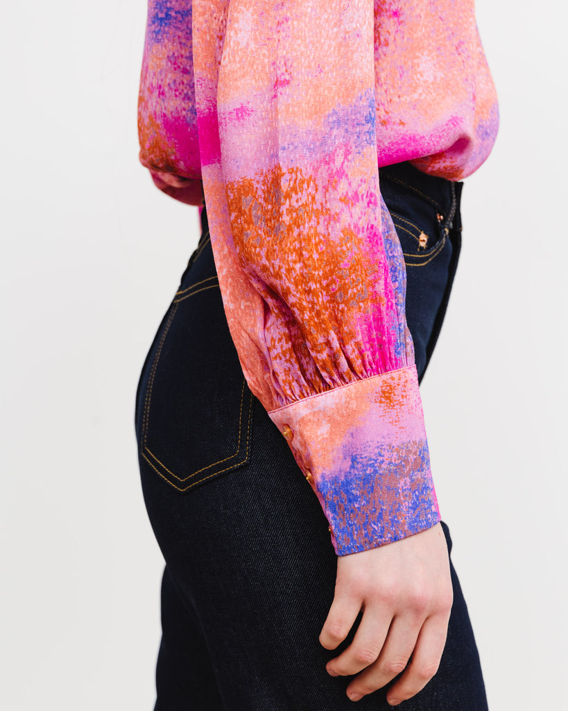 Lockere Puffärmel Bluse - Broke + Schön#farbe_rose-violet