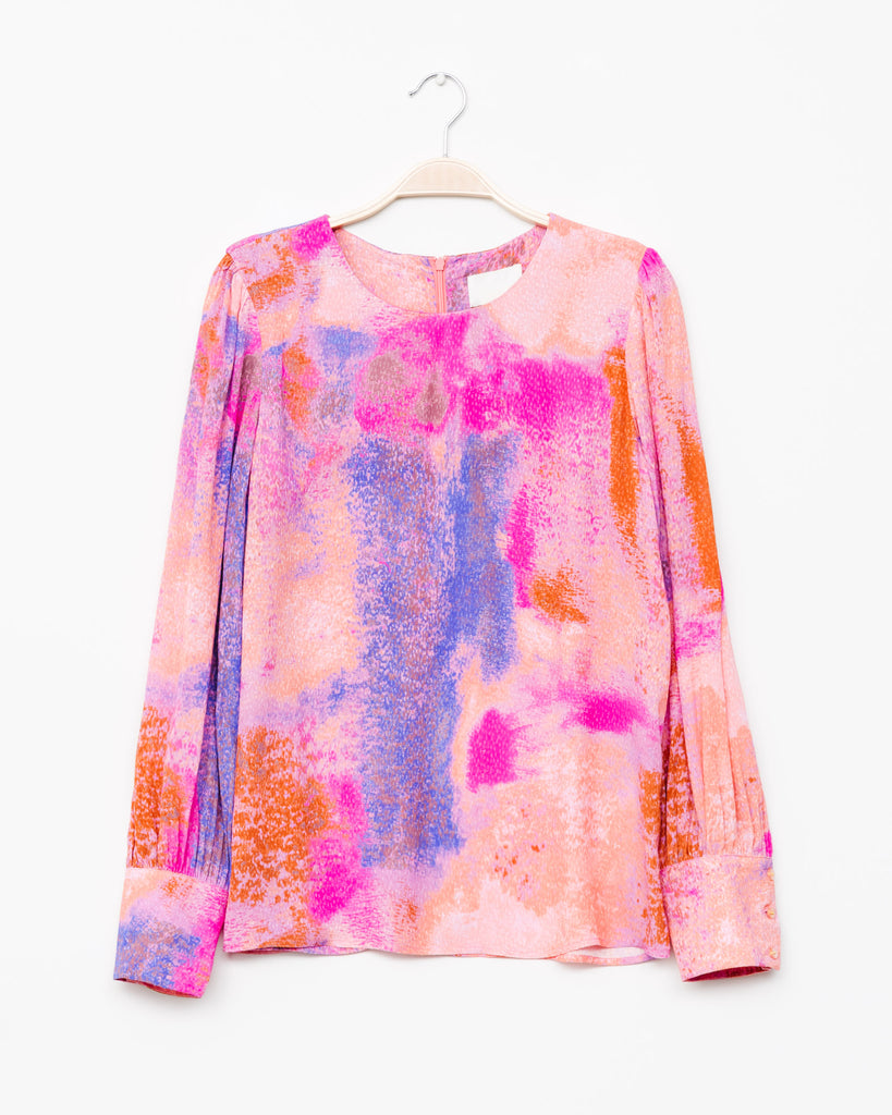 Lockere Puffärmel Bluse - Broke + Schön#farbe_rose-violet