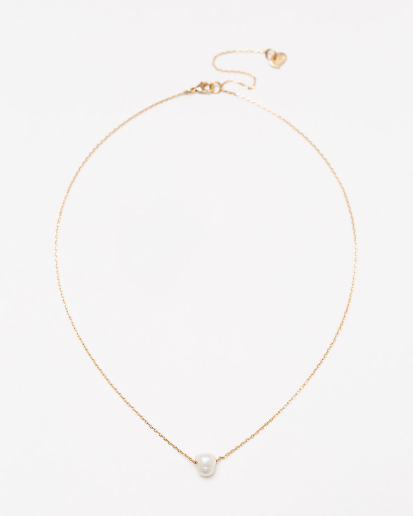 Feine Halskette mit Süßwasserperle - Broke + Schön#farbe_gold-colored