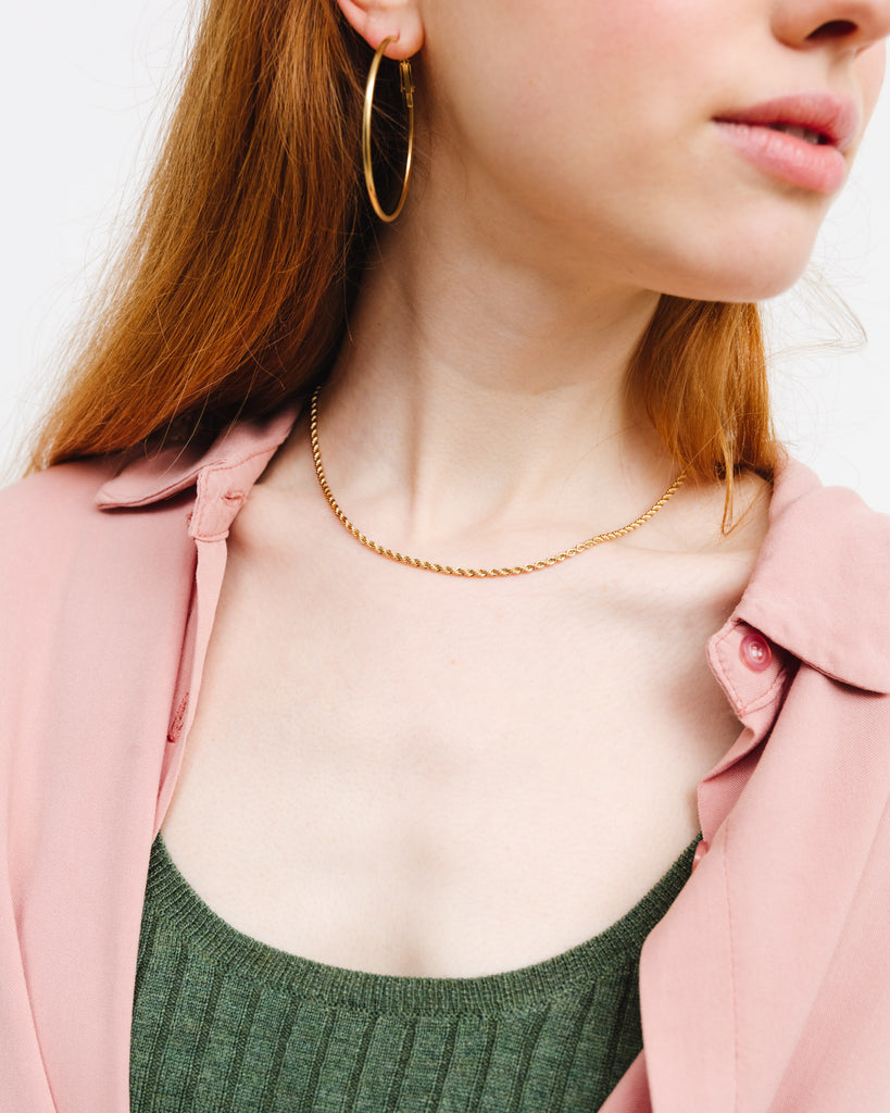 Feine in sich verdrehte Gliederkette - Broke + Schön#farbe_gold-colored
