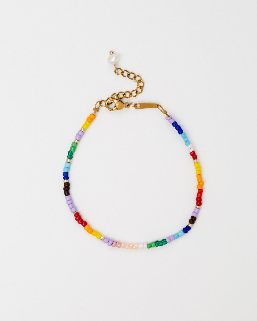 Feines Perlenarmband in Regenbogenfarben - Broke + Schön#farbe_rainbow
