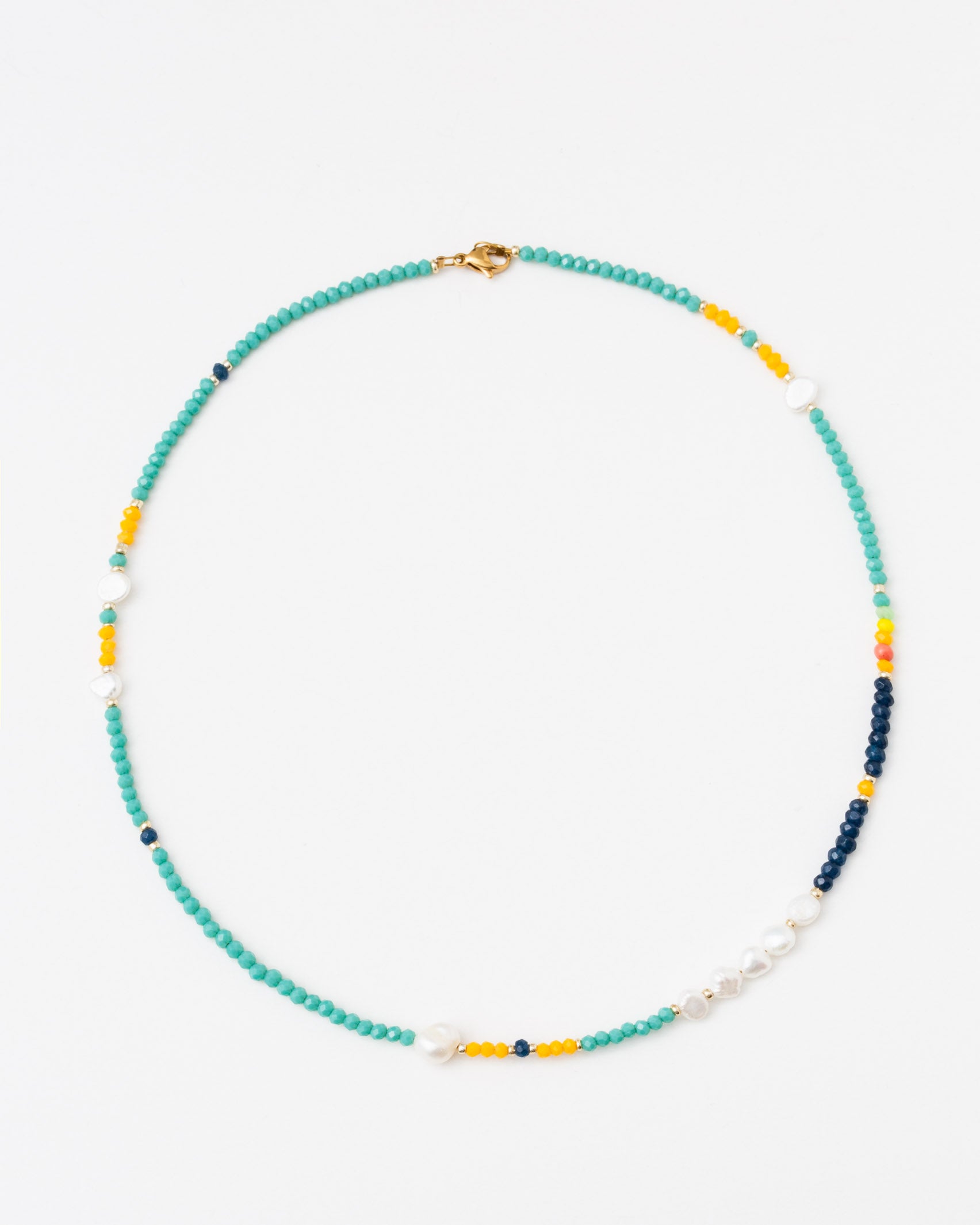 Perlenkette aus Kristallperlen - Broke + Schön#farbe_turquoise